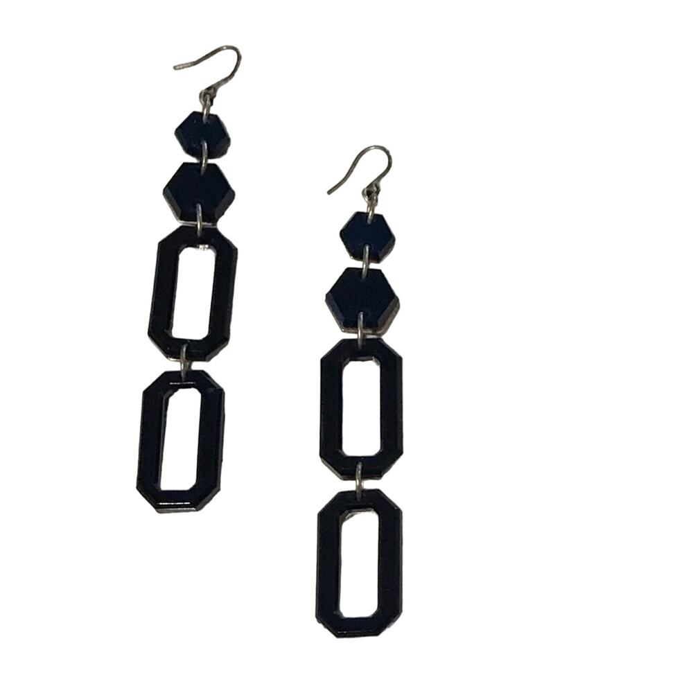 KENNETH COLE REACTION Navy Glass Dangling Earrings